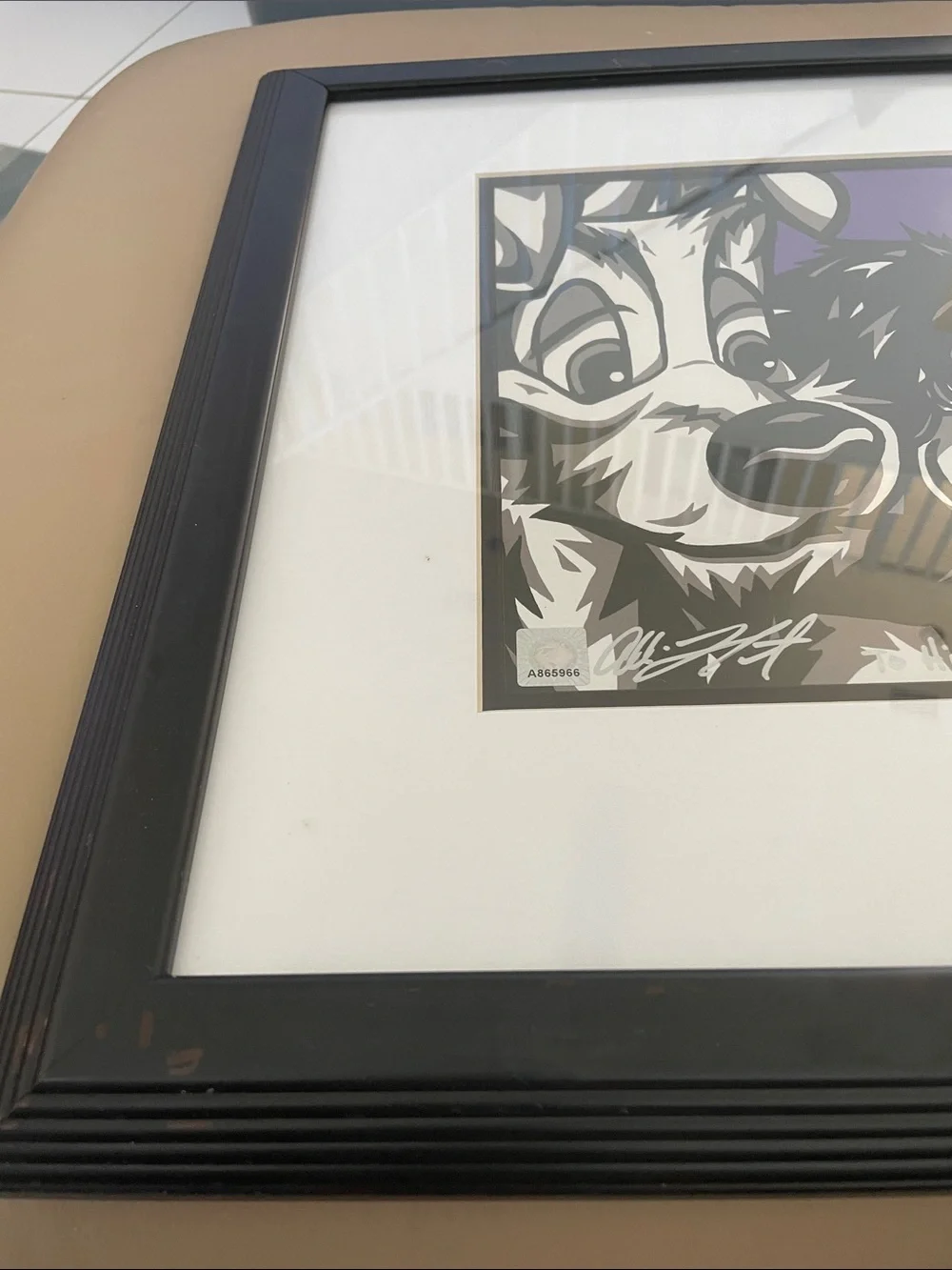 Black Framed Purple Accent Wall Art Lady&Tramp Puppy Love by Allison Lefcort